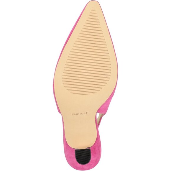 Nine West Womens Fuschia Faux Leather Closed Pointed Toe Sling Back Veroni Pump - Picture 4 of 6